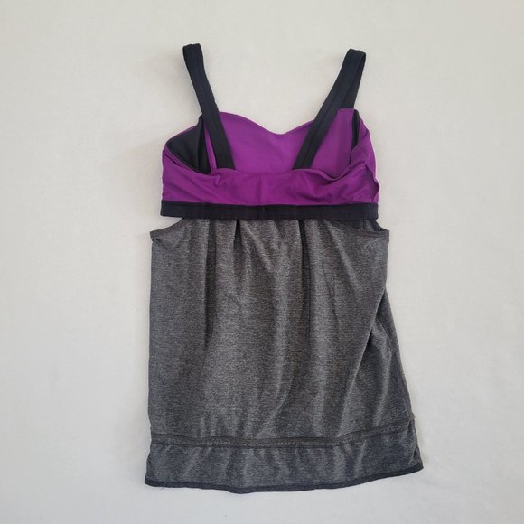 Lululemon Rest Less Tank Top Womens 6 Purple Gray Black BIB Wide Straps - Picture 12 of 12